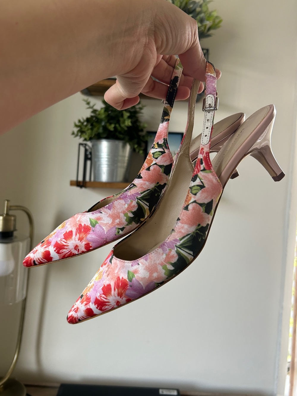Marc Fisher Floral Slingback Kitten Heels